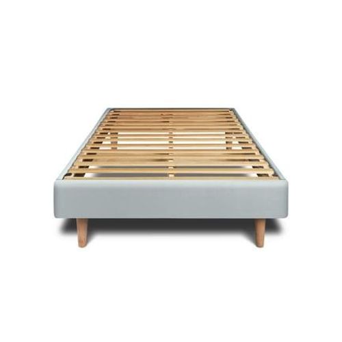 Sommier Kit Velours Gris Bleute 90x200 H29cm