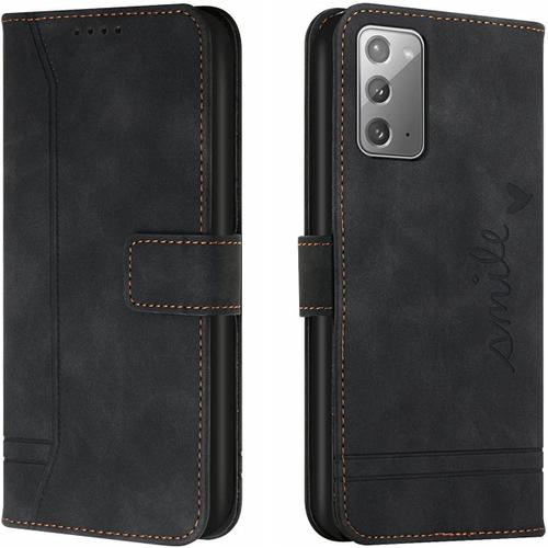 Hicaseer Simplicity Coque Pour Galaxy Note 20, Étui À Rabat En Cuir Résistant Aux Chocs Avec Porte-Cartes Et Béquille Pour Samsung Galaxy Note 20 17 Cm \U2013 Noir