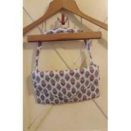 Sac à main artisanal tissu provençal blanc/noir.