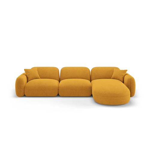 Canapé D'angle Droit Modulable 4 Places En Velours Moutarde