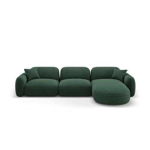 Canapé D'angle Droit Modulable 4 Places En Velours Vert