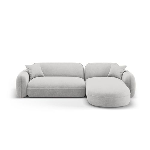 Canapé D'angle Droit Modulable 4 Places En Velours Gris Clair