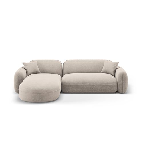 Canapé D'angle Gauche Modulable 4 Places En Velours Beige Foncé