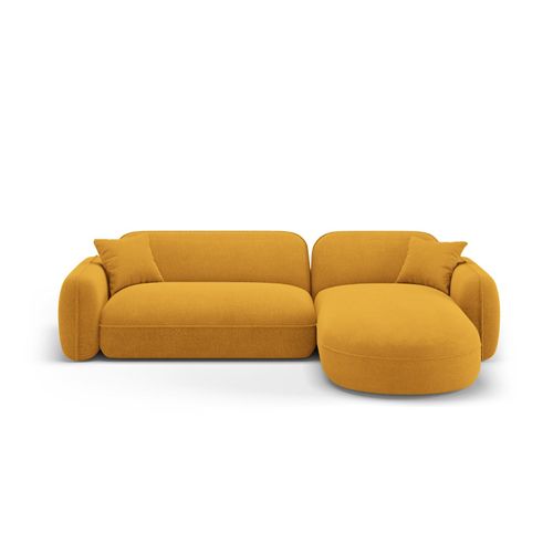 Canapé D'angle Droit Modulable 4 Places En Velours Moutarde