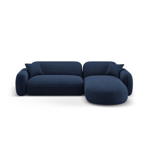 Canapé D'angle Droit Modulable 4 Places En Velours Bleu Foncé