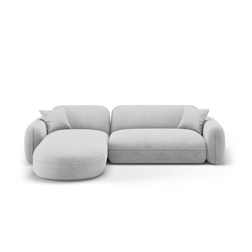 Canapé D'angle Gauche Modulable 4 Places En Velours Gris Clair