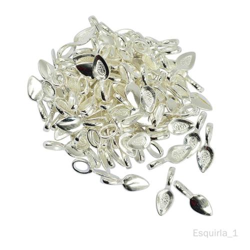 100 Pcs Goutte Feuille Colle Sur 21 Mm Pendentif Cabochon Bricolage Bijoux Argent Blanc