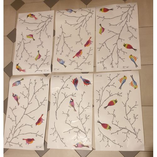 6 STICKERS NEUFS  Autocollants Muraux 3D OISEAUX