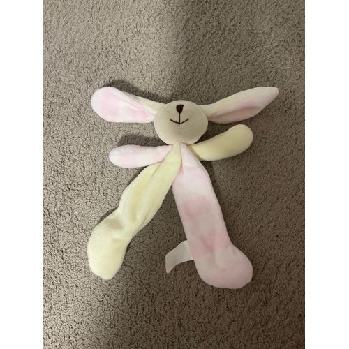 Doudou Peluche Cmp Lapin Rose Et Jaune