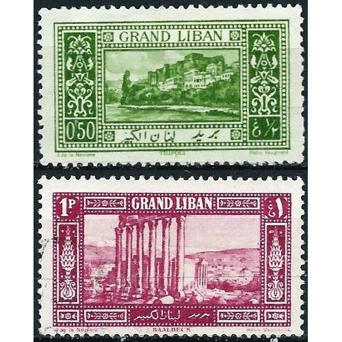 Grand Liban, Adm. Francaise 1925, Beaux Timbres Yvert 52, Tripoli 0.50pi. Vert Jaune Et 54, Ruines De Baalbeck 1pi. Rose Lilas, Neufs* - Sans Gomme.