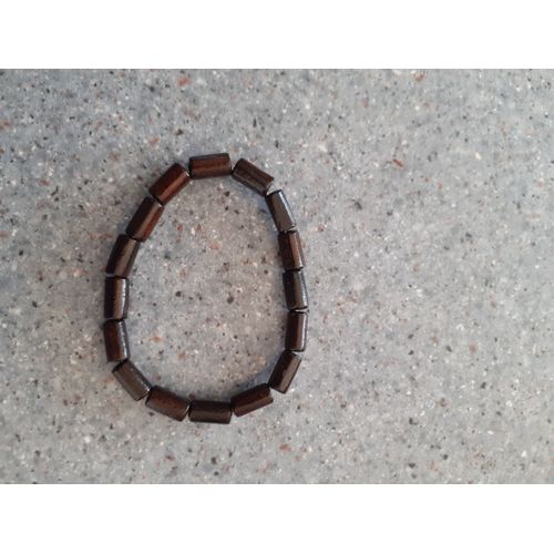 Bracelet Perle Bois Ovale Marron Foncé