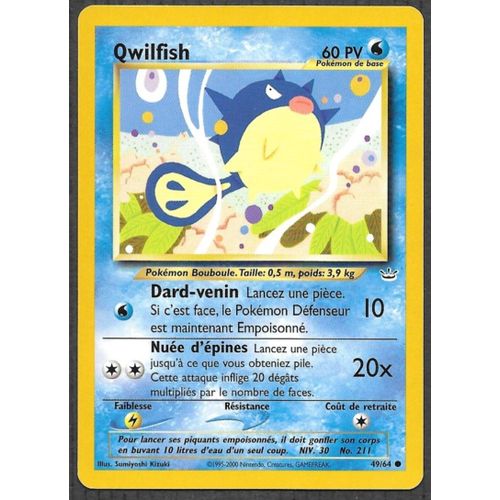 Carte Pokémon Qwilfish 49/64 - Neo Révélation Wizards (Fr)