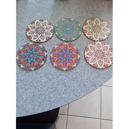 Lot De 6 Dessous De Verre En Carton Multicolore