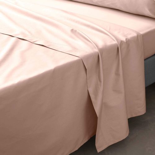 Drap Plat 1 Personne 180x290 Cm - Percale 100% Coton - Nude Nude