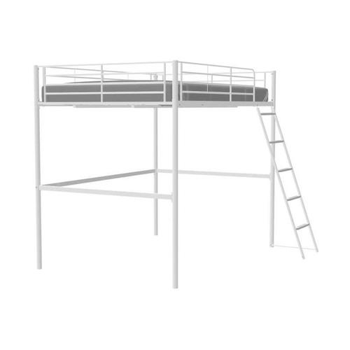 Lit Mezzanine En Métal - Eliot - Blanc - 140 X 200 Cm - Sommier Inclus