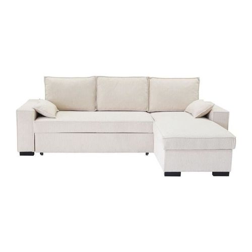 Canapé D'angle Convertible Réversible Marlon - Méridienne Avec Coffre - Velours Côtelé L 240 X P 143 X H 85 Cm