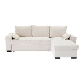 Canapé D'angle Convertible Réversible Marlon - Méridienne Avec Coffre - Velours Côtelé L 240 X P 143 X H 85 Cm