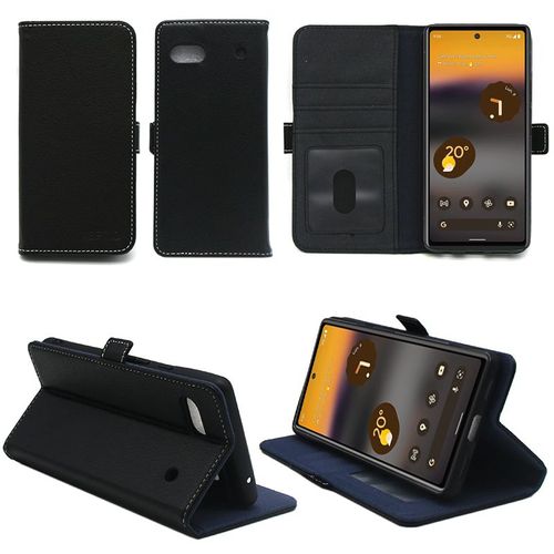 Google Pixel 6a 5g Etui Noir Protection Portefeuille À Rabat Avec Porte Cartes - Housse Google Pixel 6a 5g Noire Folio Coque Silicone Antichoc Smartphone 2022 - Accessoires Pochette Case