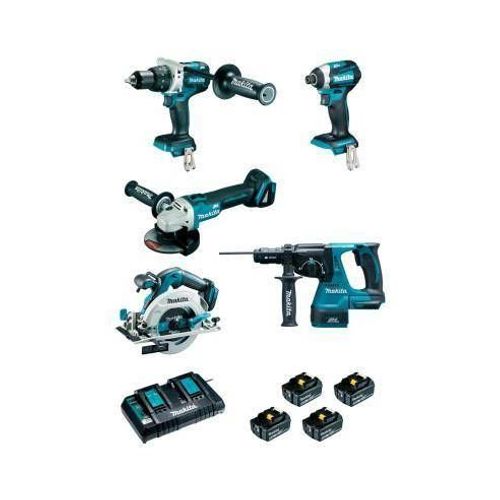 Pack 5 machines 18V 5AH (DHP481 + DGA506 + DTD154 + DHR243 + DHS680) | DLX5038PTJ - Makita