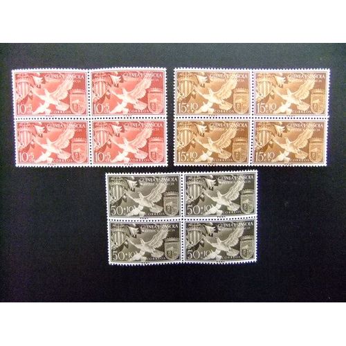 Ar Guinée Espagnole 1958 / Aide À Valence (Bouclier Du Pigeon De Valence) / Edifil 373 / 375 ** Yvert 388 / 390 Mnh