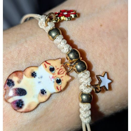 Joli Bracelet Chat Avec Breloques