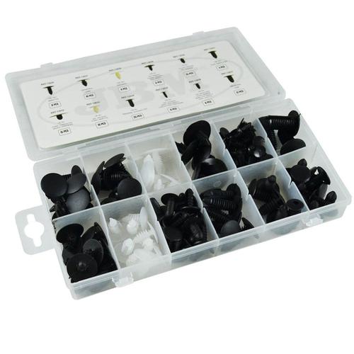 ASSORTIMENT CLIPS EN PLASTIQUE UNIVERSEL COFFRET 128 PIECES