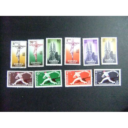 158 Espagne 1960 / Congrès De Philatélie À Bcn / Yvert 965 /70 +Pa 282 / 85 ** Mnh Edifil 1280 / 1289 Mnh