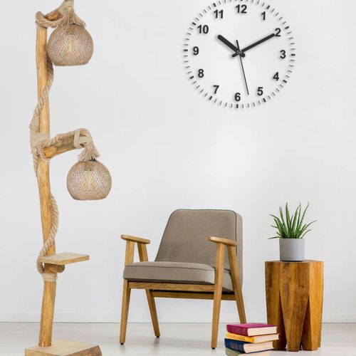 Alex - Lampadaire En Bois Et Cordes Avec Rebord