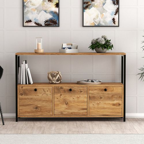 Dragor - Buffet 3 Portes Style Industriel Bois/Noir