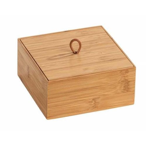 Boite de rangement avec couvercle Terra M, petite boite de rangement decorative en bois, Bambou, 15x7x15 cm, Marron