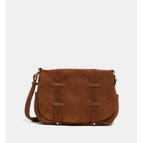 Mila Louise - Sac besace Bess en croûte de cuir - Marron