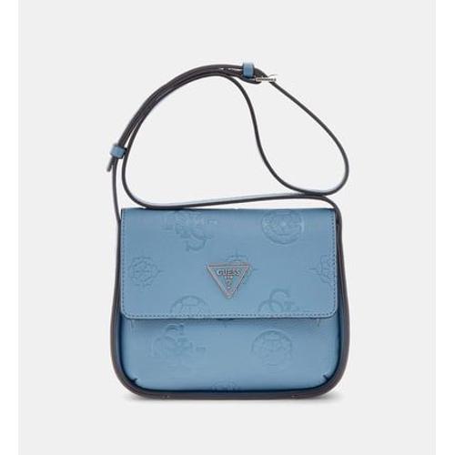 Guess - Sac besace Keandra toile monogrammée - Bleu