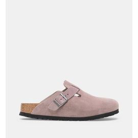 Birkenstock Sabots Plates Boston En Cuir Violet