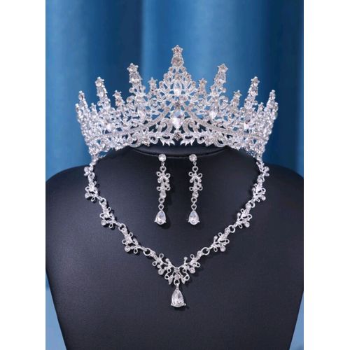Ensemble Couronne Diademe Colier Et Boucle D Oreille
