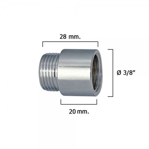 Rallonge ronde chromée 3/8" x 20