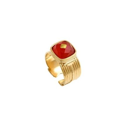Satellite - Bague Ajustable Babylone Cabochon De Quartz M - Rose - Rose