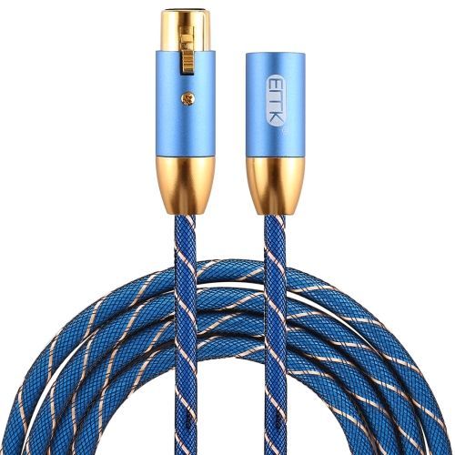 Câble audio EMK XLR mâle à femelle plaqué or avec grille en nylon tressé Cannon pour appareils XLR Jack, longueur : 2 m (bleu)