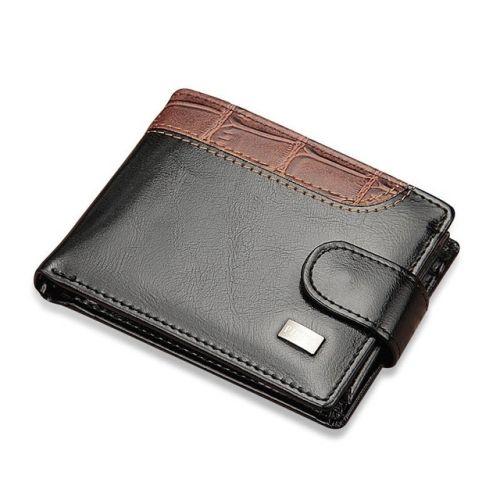 Portefeuilles porte-cartes porte-monnaie porte-monnaie en cuir vintage pour hommes - noir
