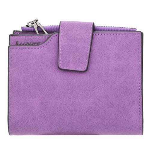 Portefeuille à glissière en cuir court pour femmes à la mode vintage avec poche à monnaie - Violet