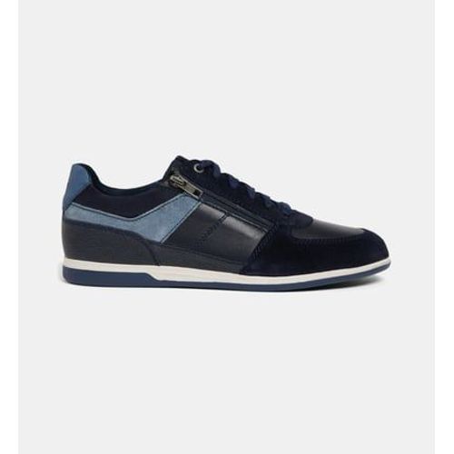 Geox - Baskets Basses Renan En Cuir Et Daim - Bleu - 40