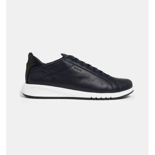 Geox Baskets Basses Aerantis En Cuir Grainé Bleu