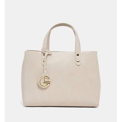 Galeries Lafayette - Sac cabas Elsa et sa pochette amovible enduit effet lézard - Beige