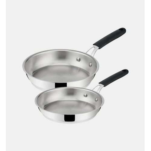 Lagostina - Lot De 2 Poêles - Ø24 Et 28 Cm - Tempra - Inox - Gris
