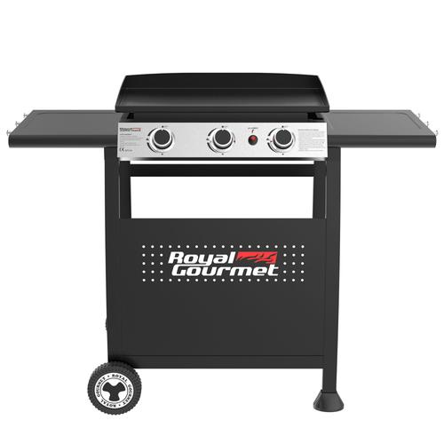 Plancha a Gaz sur chariot Royal Gourmet - 3 Brûleurs Puissance 7.5kW, Plaque Amovible de Surface Cuisson 62 x 35,5 cm