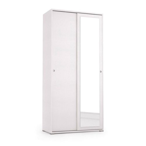 Armoire 2 Portes Effet Bois Blanc 90x45h195 Cm