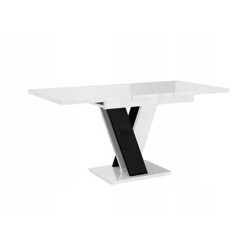 Table A Manger Extensible Massi - Blanc Et Noir Laque 120-160 Cm