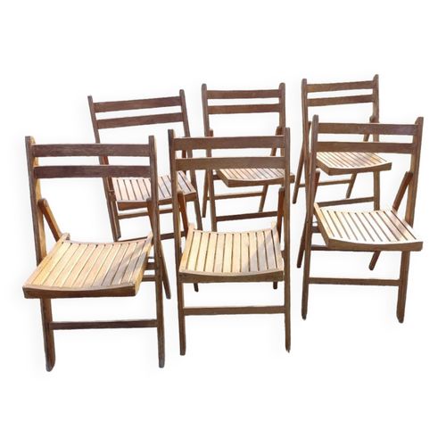 Srie De 6 Chaises Pliantes Bois