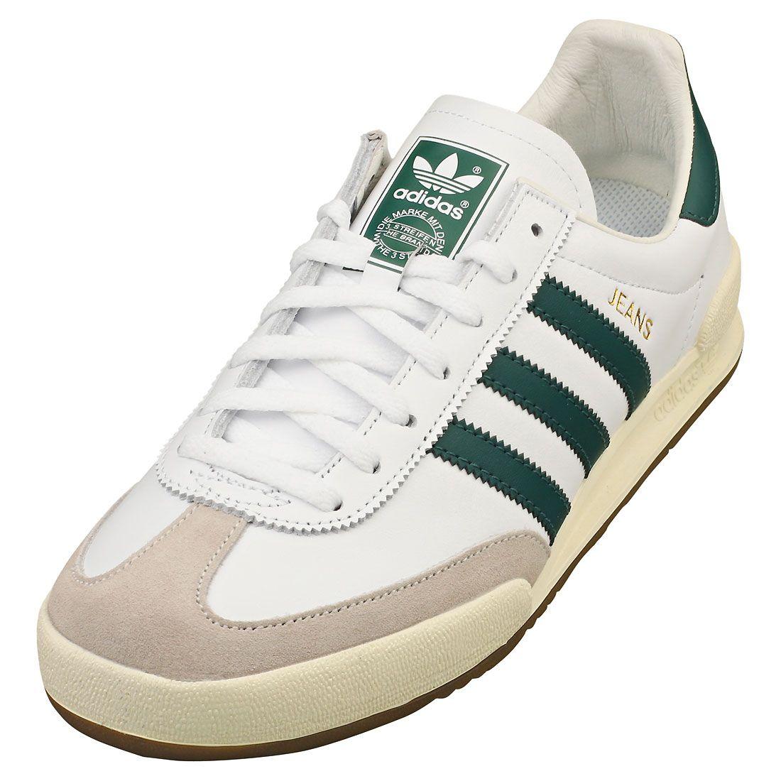 Chaussures Adidas Jeans Pour Hommes Baskets En Cuir Blanc Et Vert 43 1 3 Rakuten