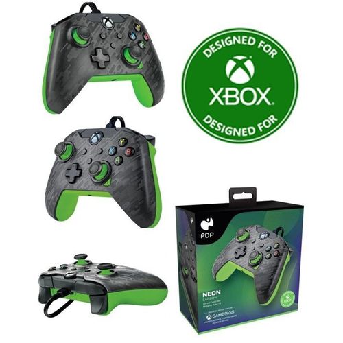 Manette Xbox One-S-X-Pc Filaire Neon Carbon Xbx Ergonomique