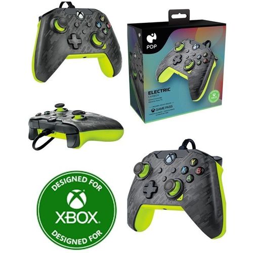 Manette Xbox One-S-X-Pc Filaire Electric Carbon Xbx Ergonomique